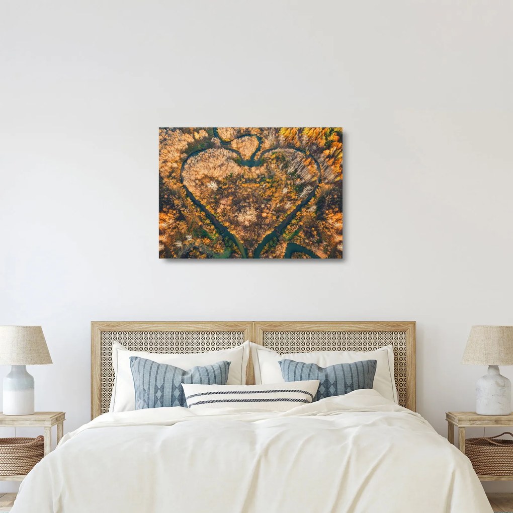 Sklenený obraz - Rieka v tvare srdca (70x50 cm)