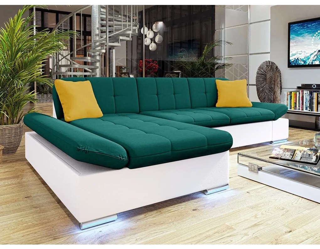 Rohová sedačka Laviva LED, Dostupné poťahy: ekokoža Soft 011 + Bristol 2460, Strana: ľavá