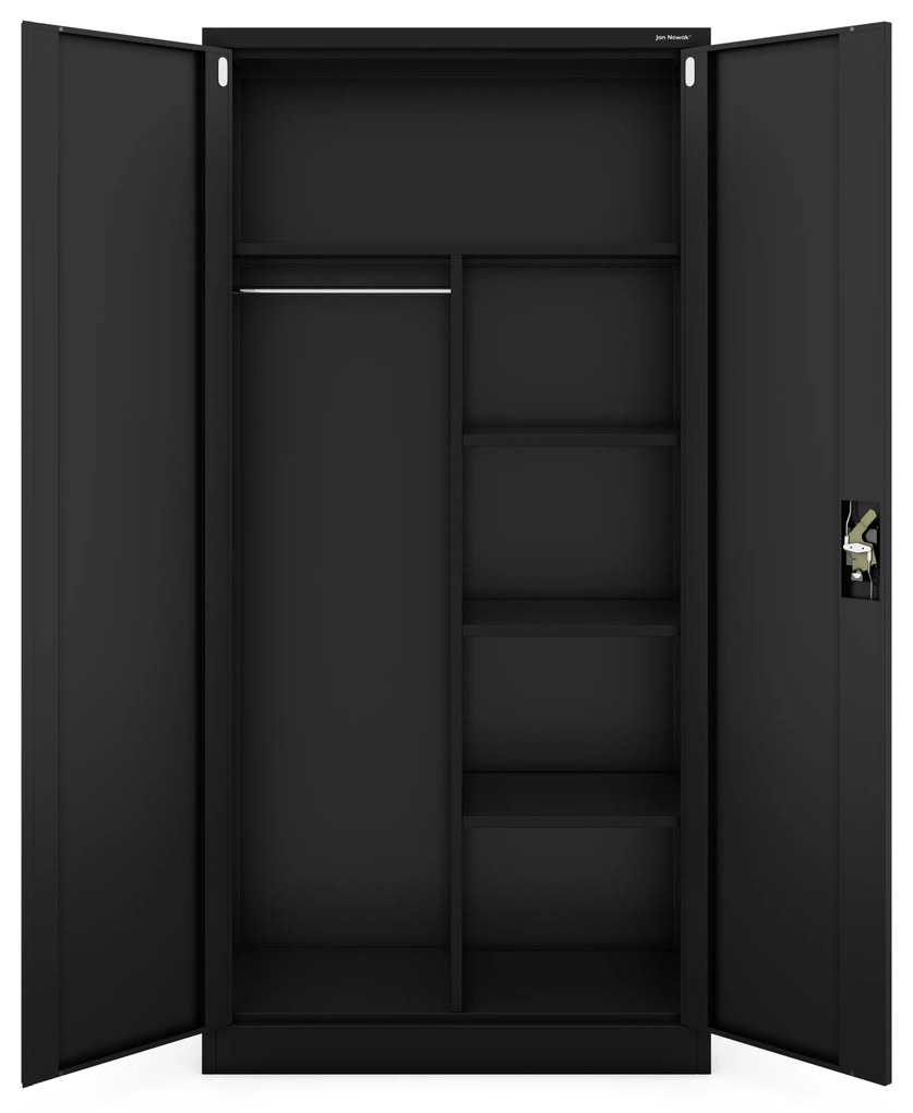 Skriňa do dielne DAWID, 900 x 1850 x 450 mm, All Black: čierna