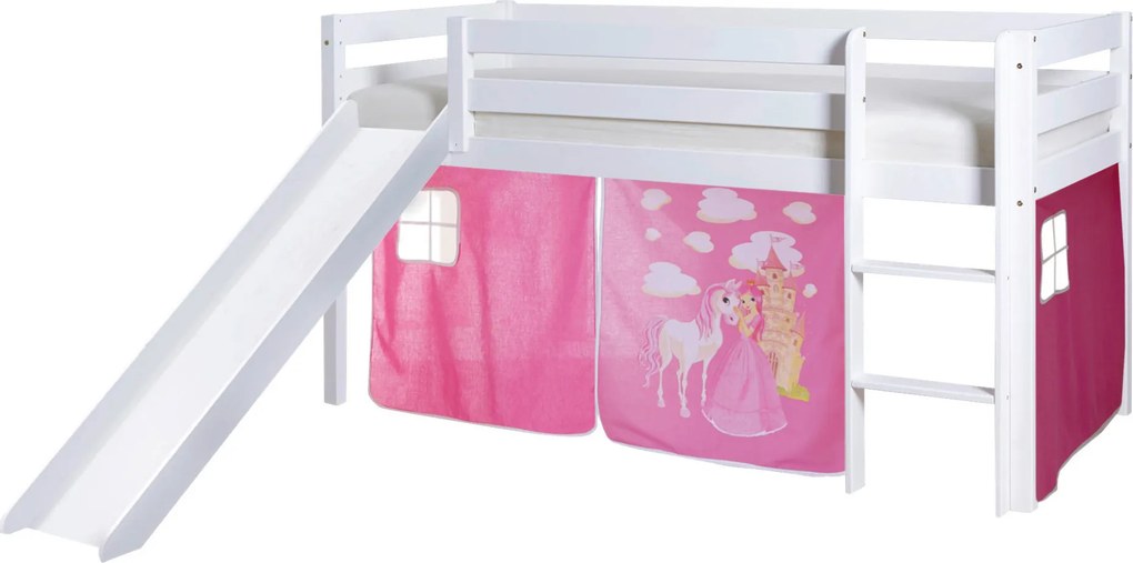 XXXLutz POSTEĽ S PRIESTOROM NA HRU, 90/200 cm biela, pink Livetastic - Detské izby - 000406003720