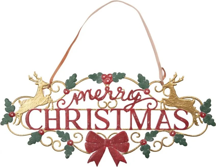 Závesná koová ceduľa Merry Christmas - 70*1*34 cm