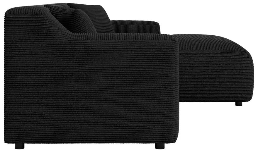 Čierna menčestrová rohová pohovka (pravý roh/s leňoškou) Martin – Ropez