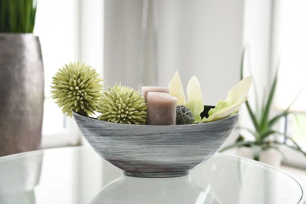 Strieborná miska MONDANA, sklolaminát, šírka 39 cm, strieborno-čierna