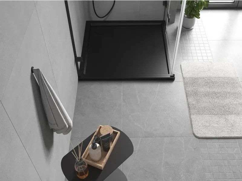 Mexen Flow Slim, štvorcová sprchová vanička 90 x 90 cm, čierna matná, 46S709090