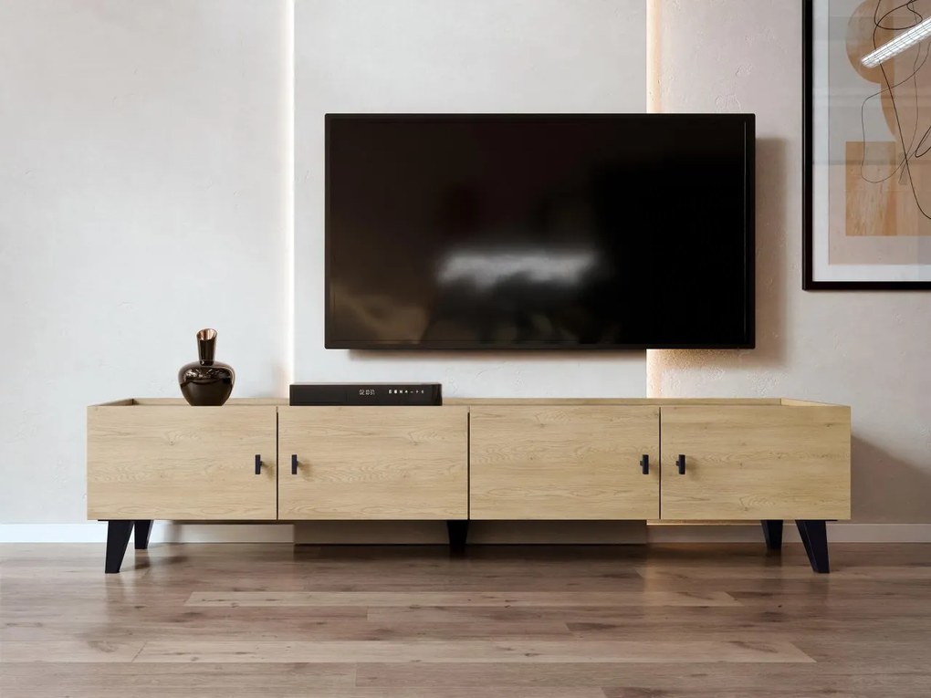 Moderný TV stolík Cleurion 200 4D, Farby: dub cremona