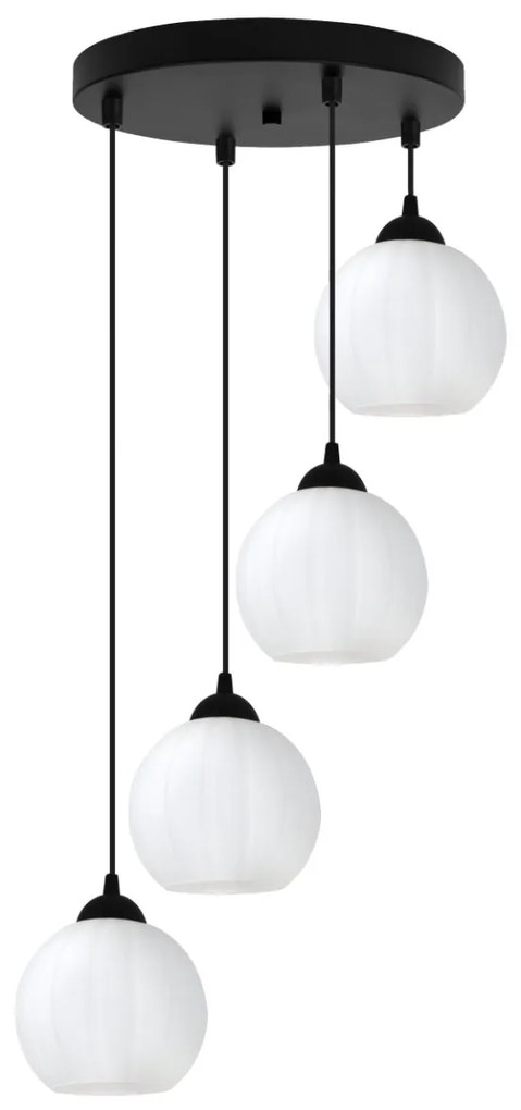 Závesné svietidlo Costa, 4x biele sklenené tienidlo, b, o