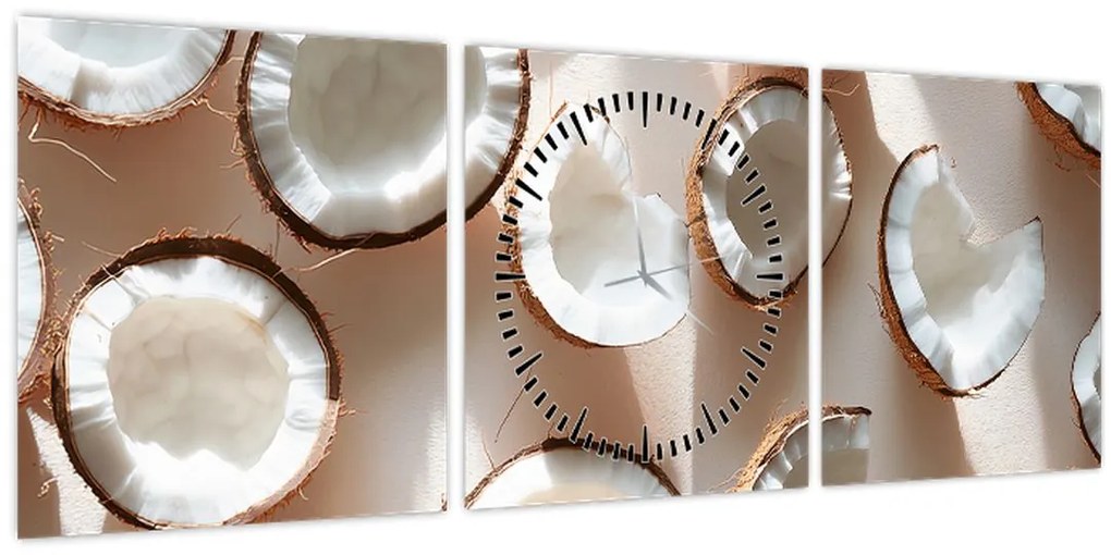 Obraz - Kokosové orechy (s hodinami) (90x30 cm)