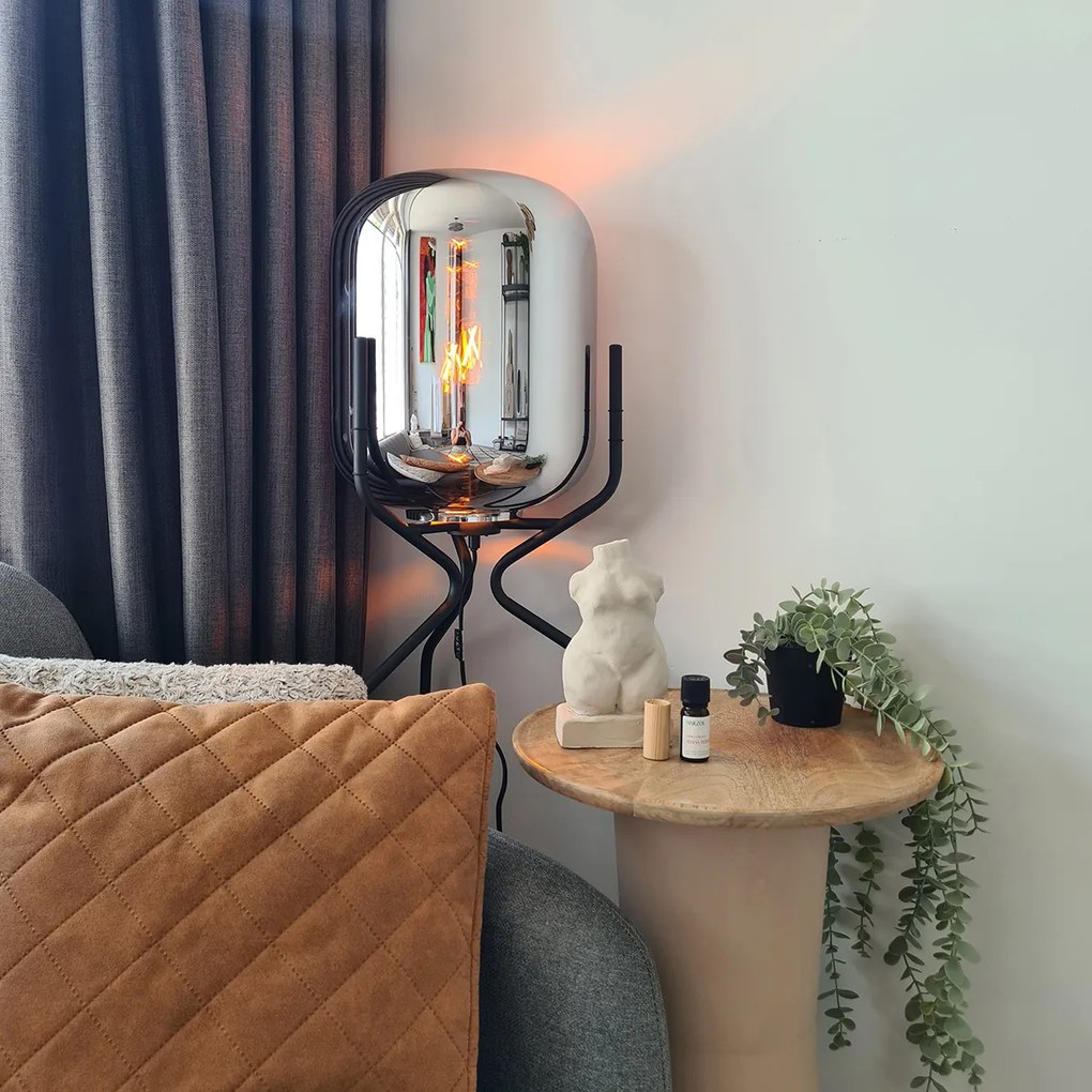 Inteligentná stojaca lampa čierna vrátane WiFi A60 dymové sklo - Bliss