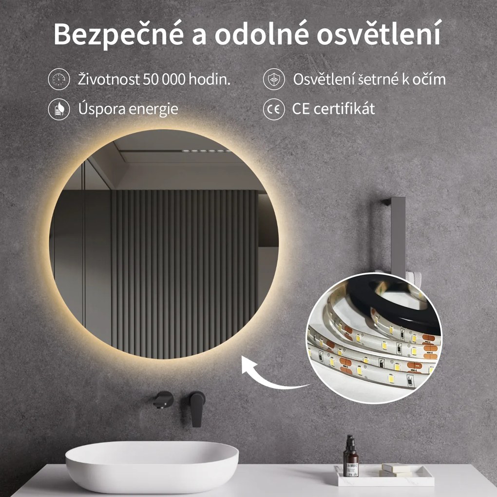 Cerano Nome, LED kúpeľňové zrkadlo Ø 60 cm, CER-CER-476729