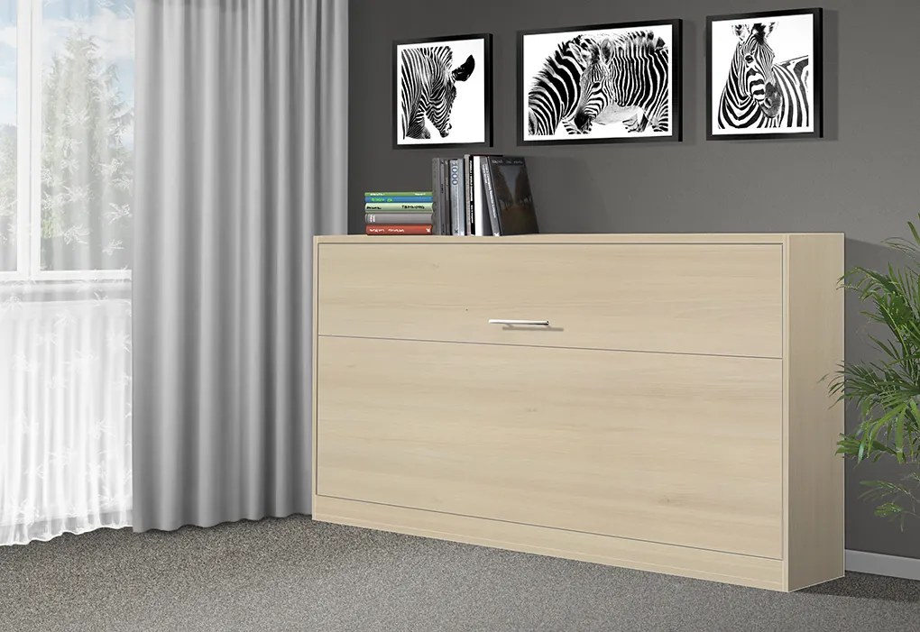Nabytekmorava Sklápacia posteľ VS1056, 200x90cm farba lamina: antracit/biele dvere, Varianta dverí: matné