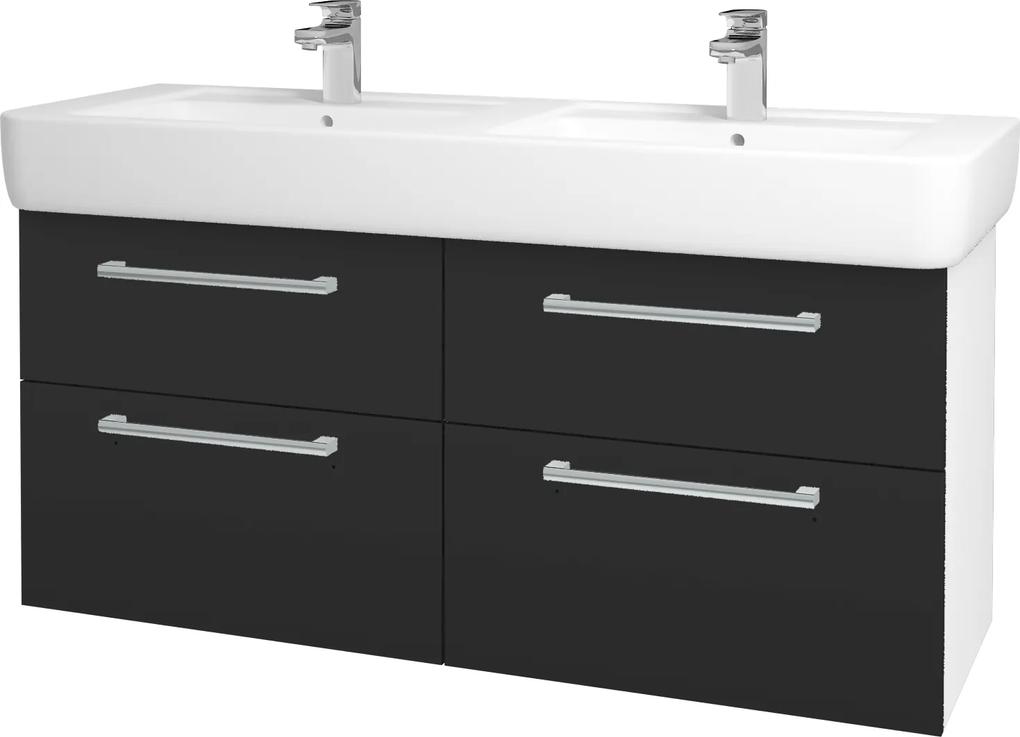 Dřevojas - Koupelnová skříň Q MAX SZZ4 130 - N01 Bílá lesk / Úchytka T03 / N03 Graphite (199050C)