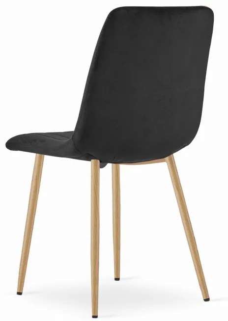Set troch jedálenských stoličiek LAVA zamatové čierne / drevené nohy (3 ks)