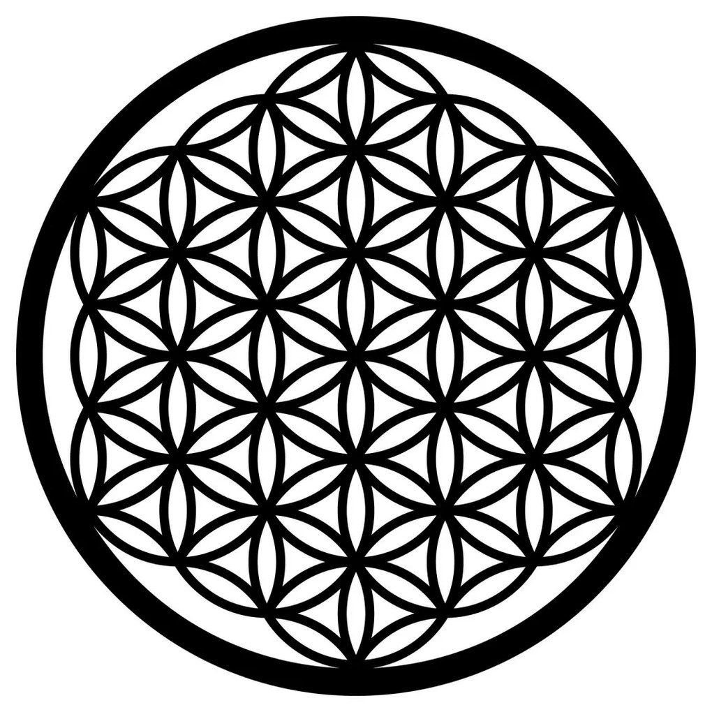 Nástěnná kovová dekorace FLOWER OF LIFE černá