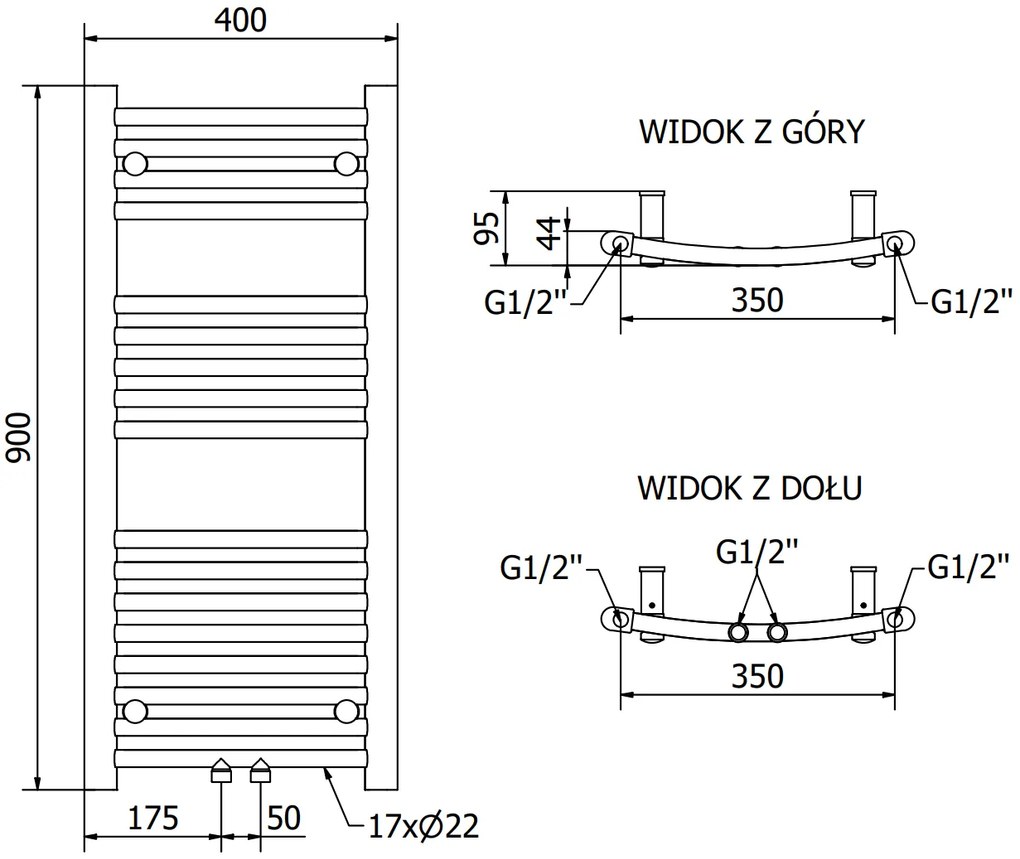 Mexen Ares, vykurovacie teleso 900x400 mm, 246 W, antracitová, W102-0900-400-00-66