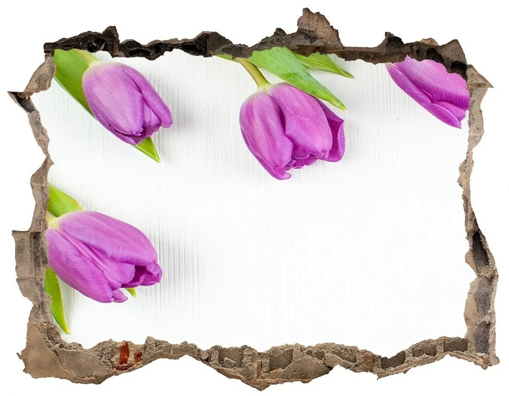 Samolepící díra na stěnu Fialové tulipány nd-k-78573099