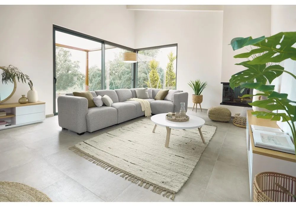 Biela/v prírodnej farbe stojacia lampa s dreveným tienidlom (výška 210 cm) Juhe Ash – Kave Home