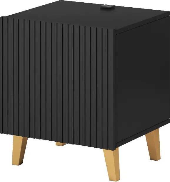 NOČNÉ STOLÍKY 2KS LUCILE S NABÍJAČKOU ČIERNE