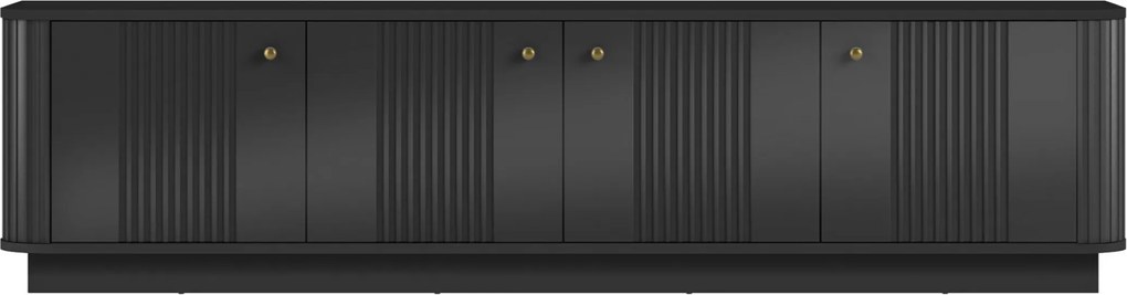 TV skrinka Vesper 4D 187 cm na sokli - čierna / zlaté úchytky