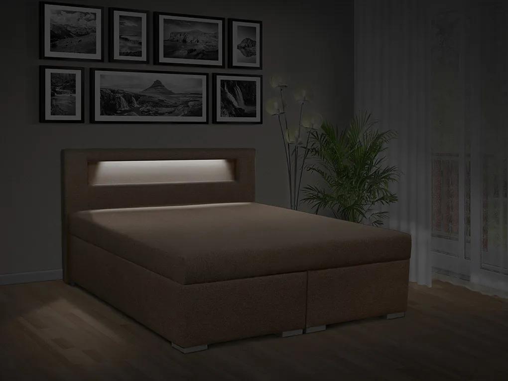 Čalúnená posteľ s úložným priestorom Tango 180 Typ farebného prevedenia: Savana hnedá 25, Typ čela: A