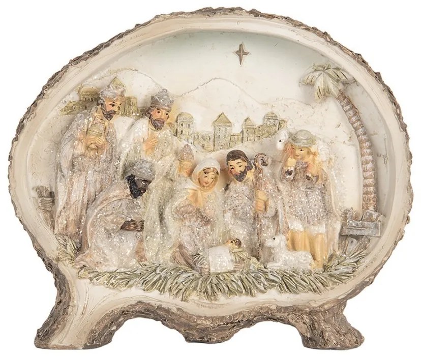 Béžová vianočná dekorácia Betlehem Nativity Scene - 18*4*15 cm