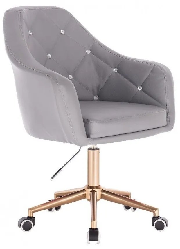 LuxuryForm DESIGN Kreslo ROMA na zlatej podstave s kolieskami - sivé