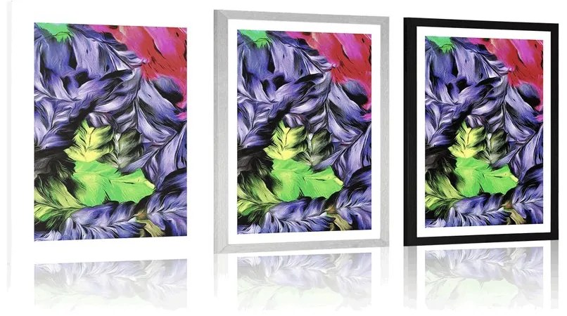Plagát s paspartou retro ťahy kvetov - 30x45 black