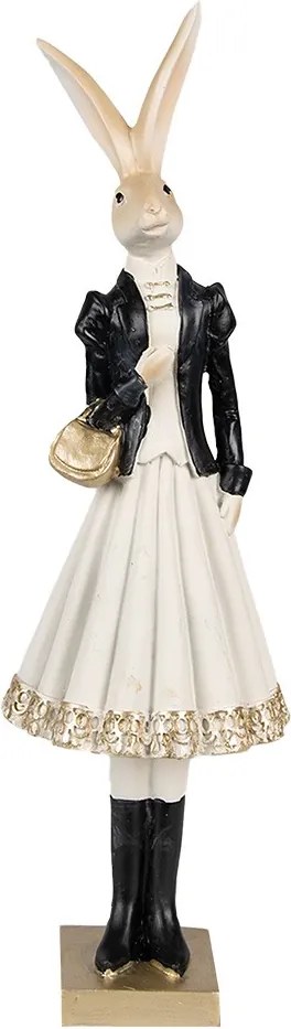 Dekorácia zajačia slečna v bielej sukni s kabelkou - 10*9*32 cm