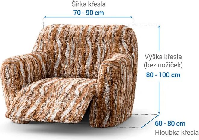 Bielastické poťahy OCEANO NOVÉ tehlové relaxačné kreslo (š. 70 - 90 cm)