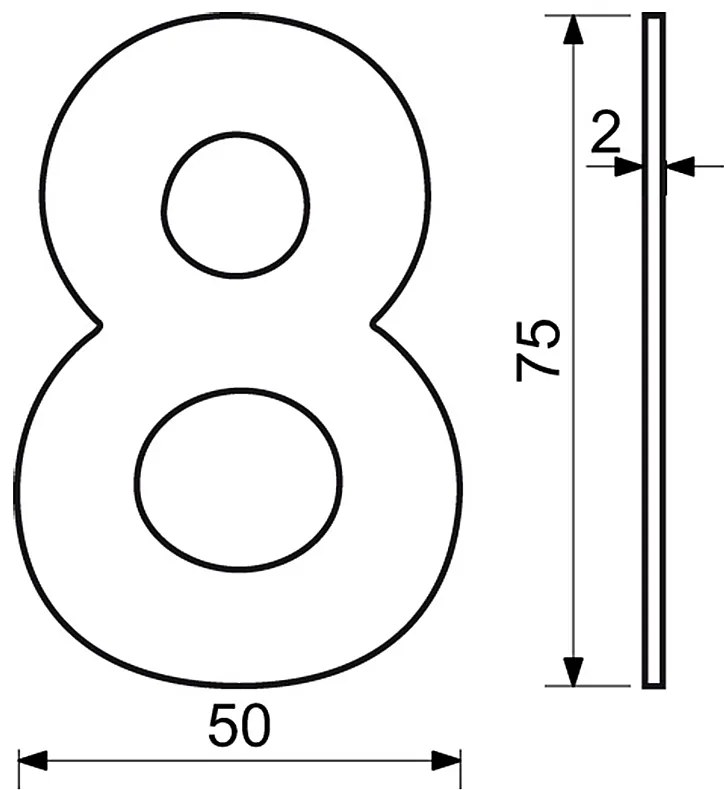 Nerezové číslo v plochom „2D“ prevedení RICHTER RN.75L, 7, RICHTER Nerez matný