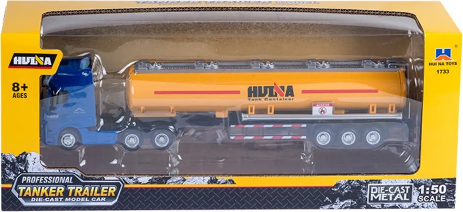 HUINA Kovová cisterna s pohyblivými časťami žltá 1:50