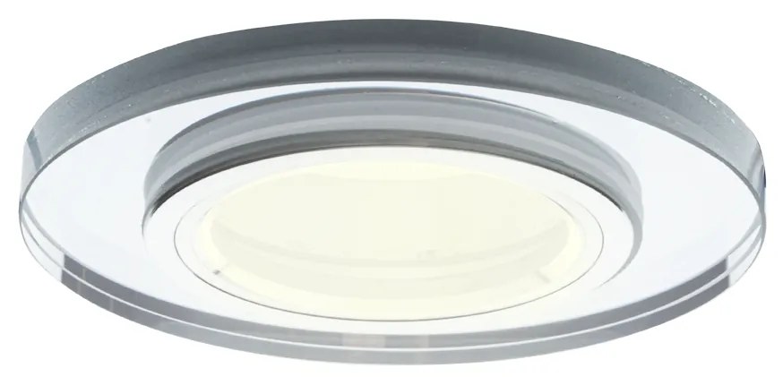Ecolamp Podhľadové svietidlo Glass Round, 1x sklenené/strieborné kovové tienidlo, s