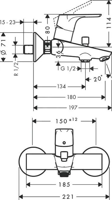 Hansgrohe Focus E2, vaňová batéria, chrómová, HAN-31940000