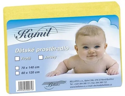 Bellatex Detské froté prestieradlo, žltá, 70 x 140 cm