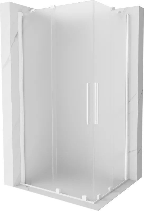 Mexen Velar Duo, sprchový kút s posuvnými dverami 90 x 80 cm, 8mm sklo námraza, biela matná, 871-090-080-32-20