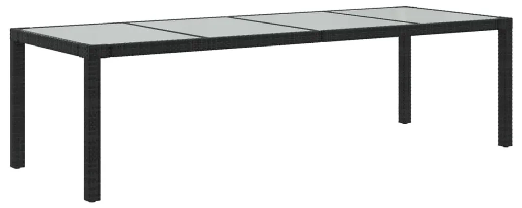 vidaXL Záhradný stôl čierny 250x100x75 cm tvrdené sklo a polyratan