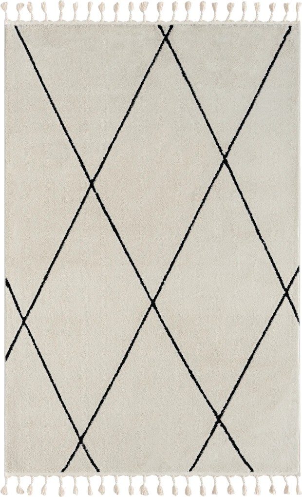 My Flair, Kusový koberec Moroccan Charm weiß, 140x200, čiernobiela, obývacia izba