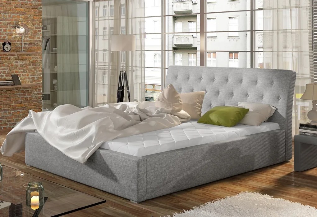 Manželská postel NEAPOL + rošt + matrace DE LUX, 160x200, sawana 21