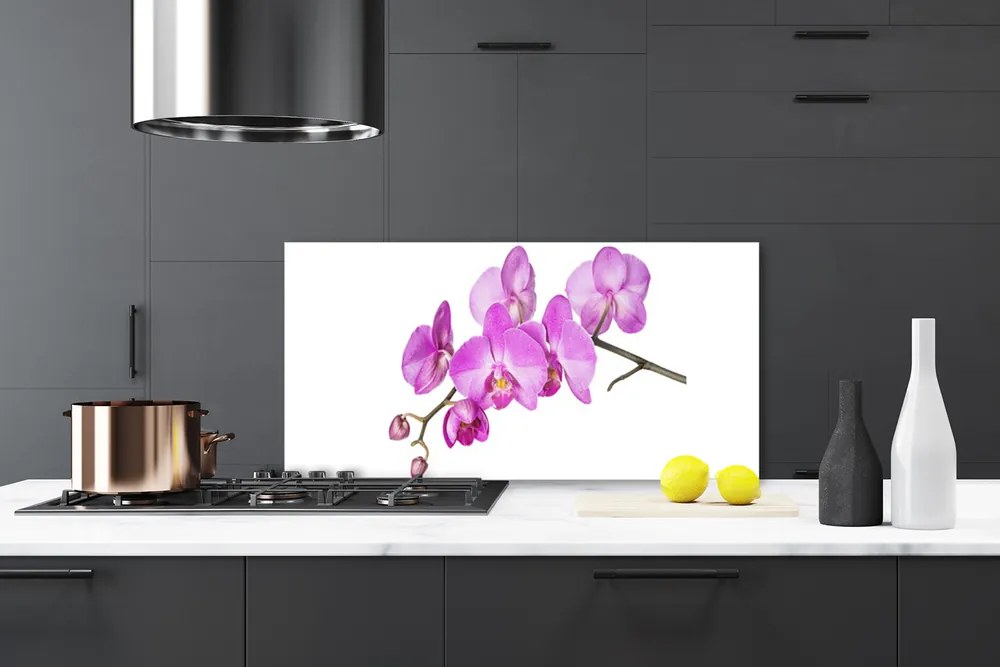 Sklenený obklad Do kuchyne Vstavač orchidea kvety 125x50 cm