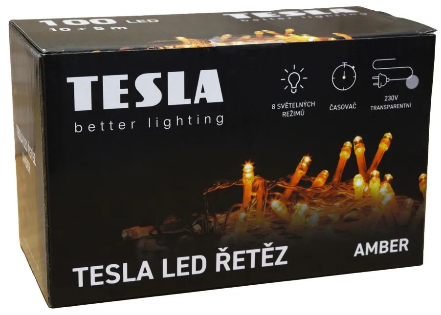 Tesla LED svetelná reťaz, 10 m, teplá biela