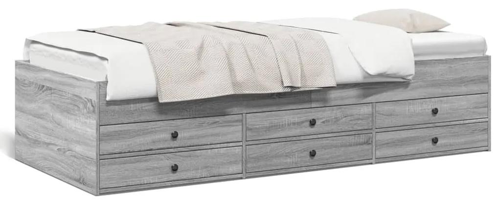 Denná posteľ so zásuvkami sivá sonoma 75x190 cm kompozit. drevo 3280893