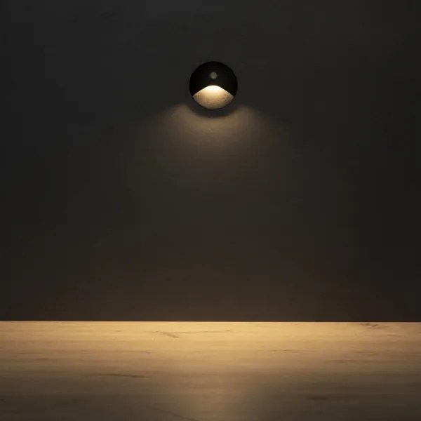 Kanlux 39124 - LED schodové svietidlo so senzorom EXIN 2,5W/230V 3000K IP65 čierne okrúhle