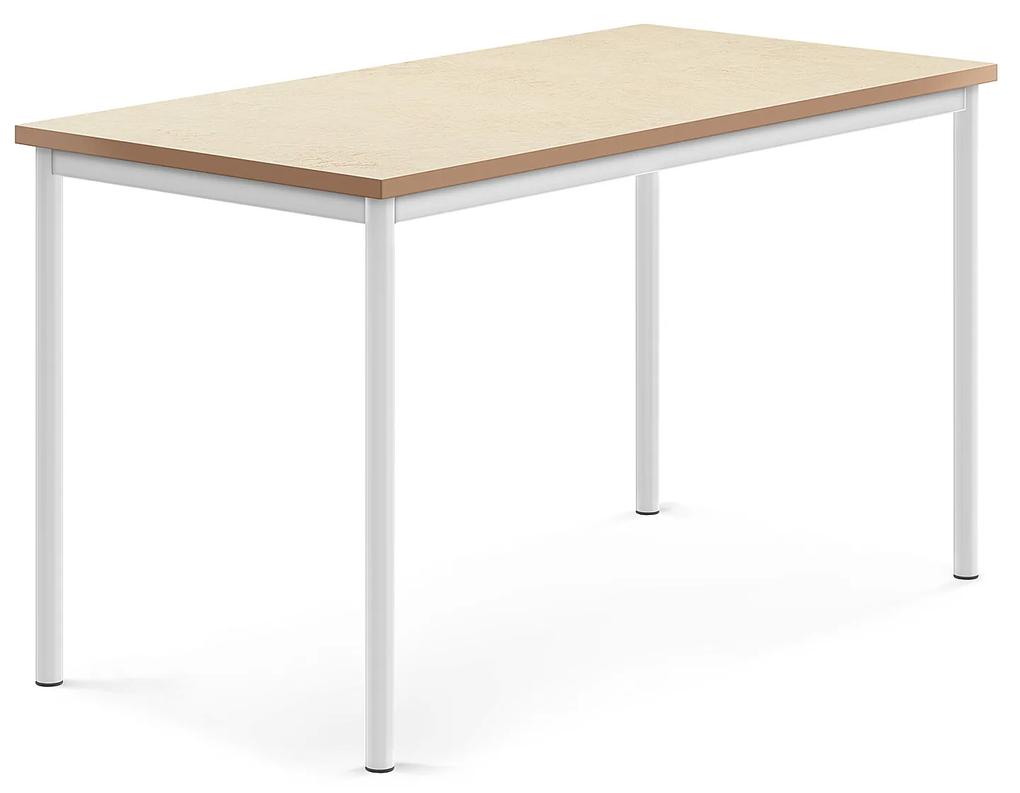 Stôl SONITUS, 1400x700x760 mm, linoleum - béžová, biela