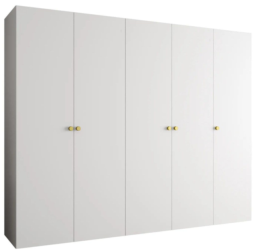 Šatníková skriňa 250 cm Parna 1 (biela + zlatá). Akcia -20%. Vlastná spoľahlivá doprava až k Vám domov. 1125892