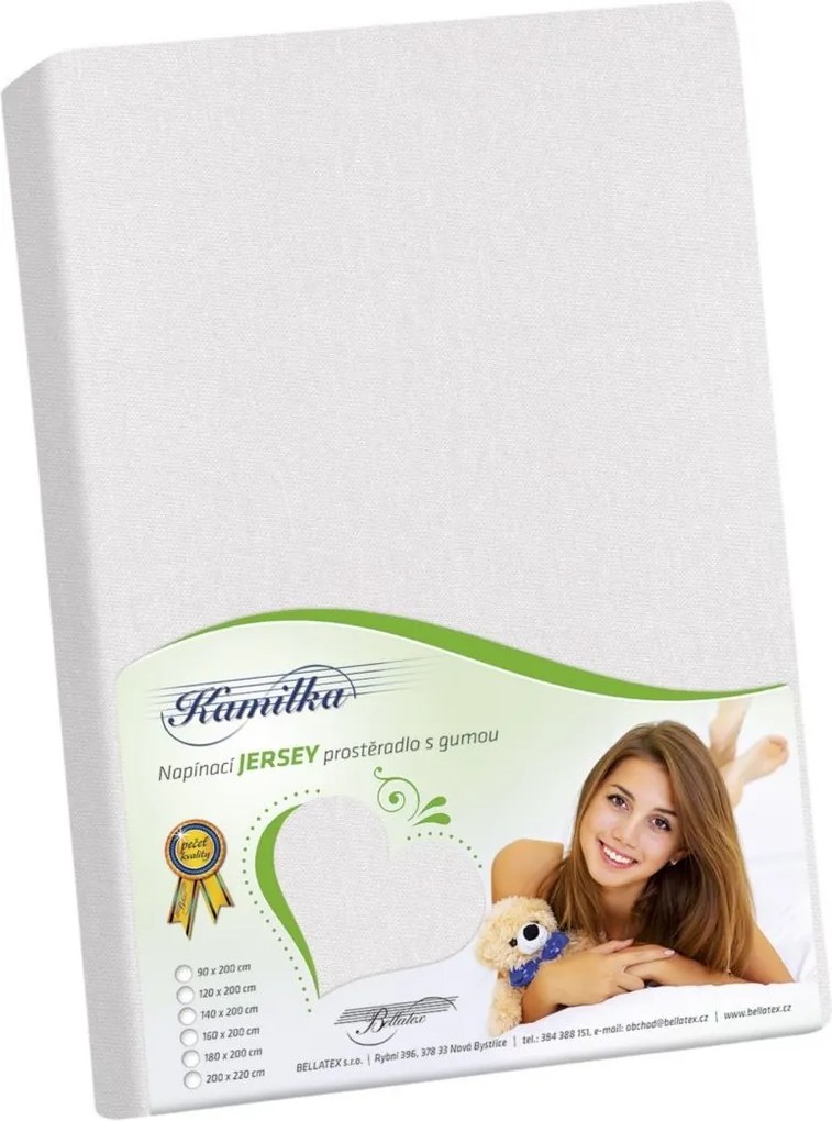Bellatex jersey prestieradlo Kamilka biela, 160 x 200 cm