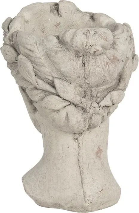 Šedý betónový kvetináč hlava ženy - 18 * 17,5 * 25,5 cm