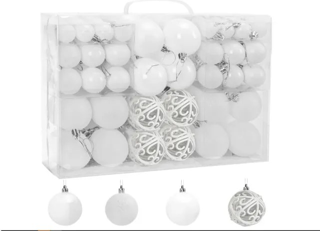 Vianočné guľky - biele 300895B (100ks)