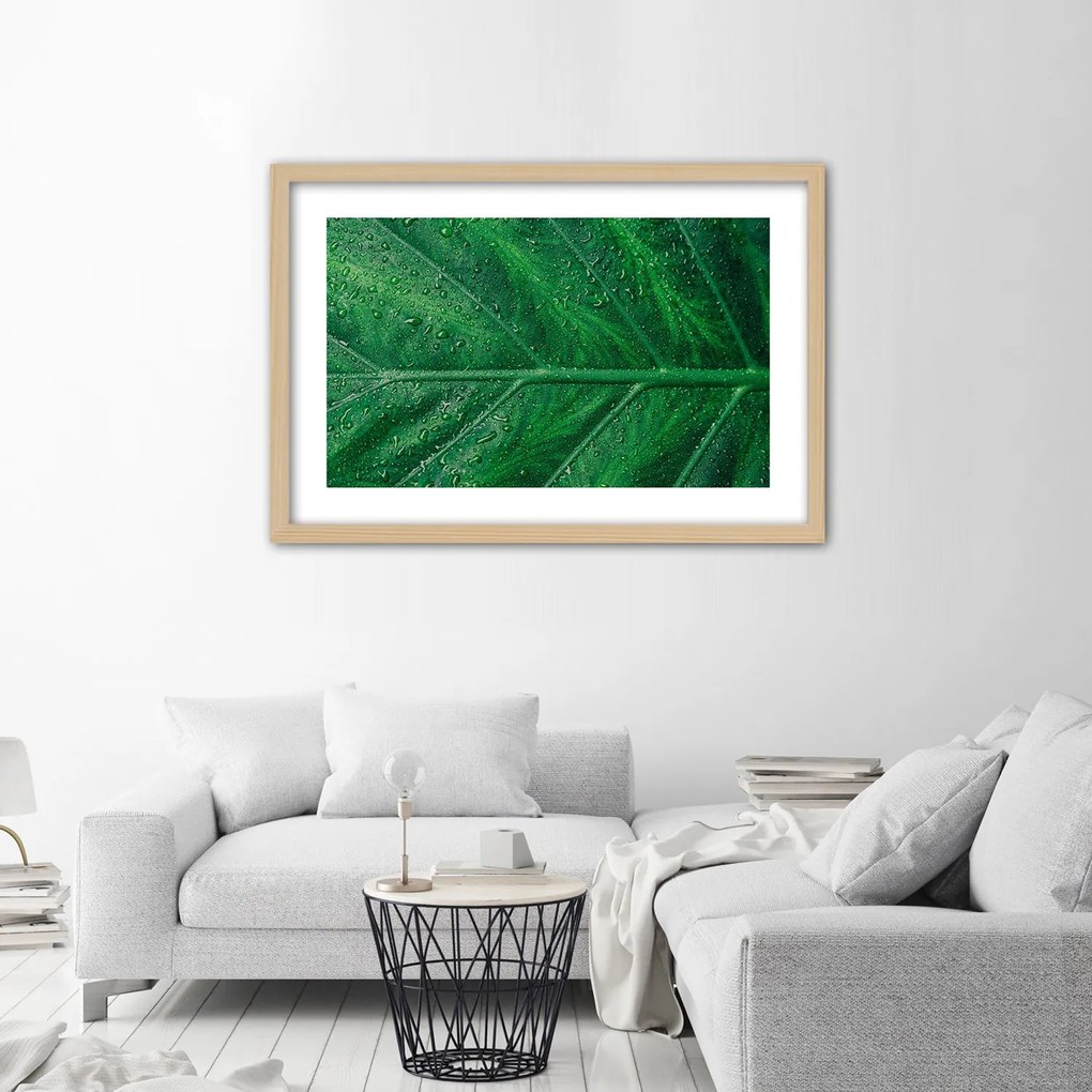 Gario Plagát Mokrý list v detailnom zábere Farba rámu: Bez rámu, Rozmery: 30 x 20 cm