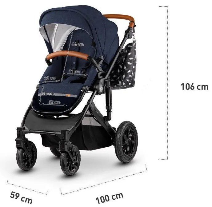 KINDERKRAFT Kočík kombinovaný Prime 3v1 Deep Navy