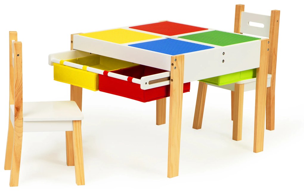 EcoToys Drevená zostava detského nábytku - stôl + 2 stoličky