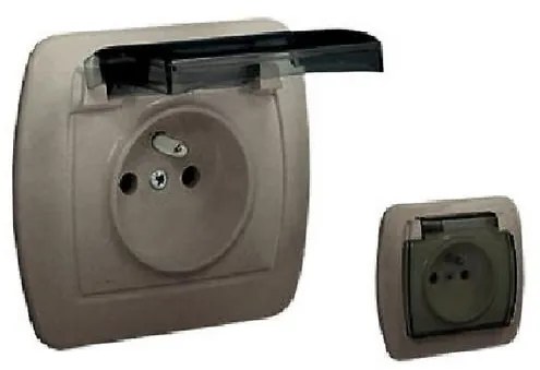 Zásuvka odolná voči striekajúcej vode AGZ1BE satén